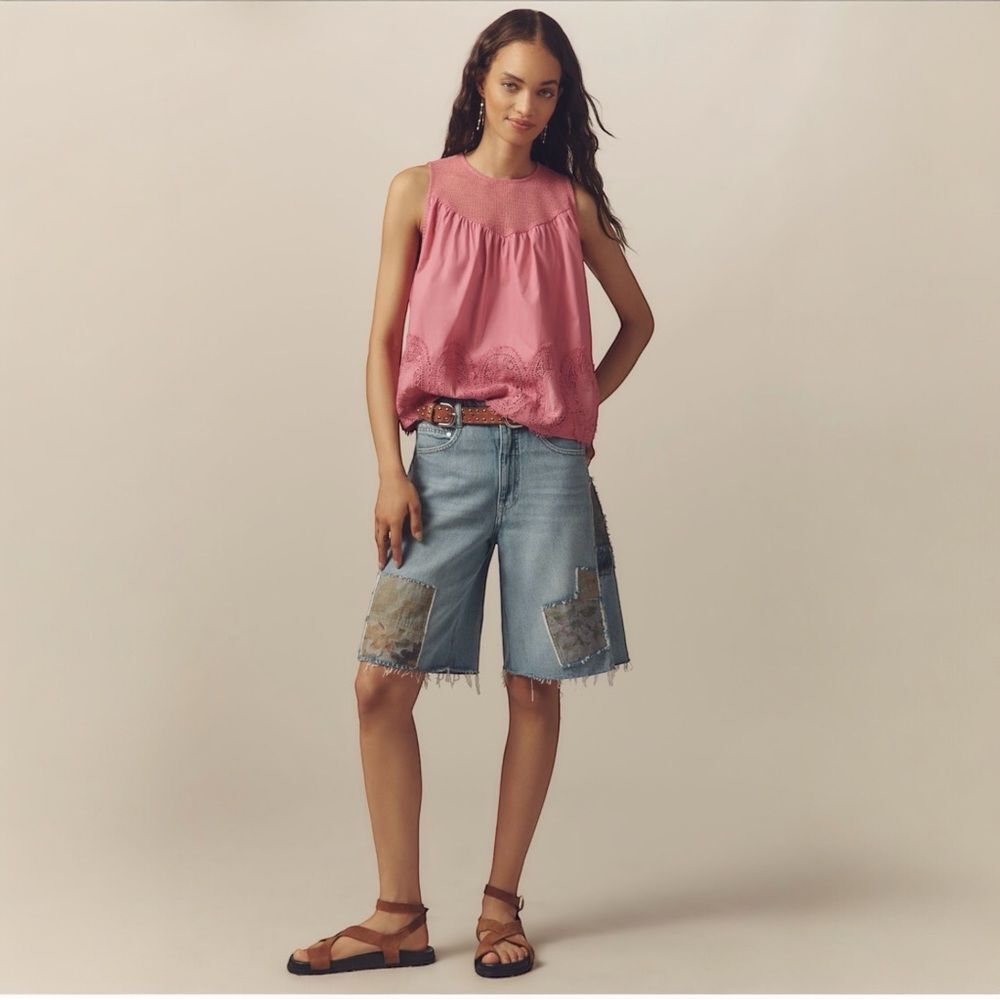 NWT Anthropologie Top The Iris Poplin Sleeveless Blouse by En Elly Pink Size XL - Picture 2 of 6